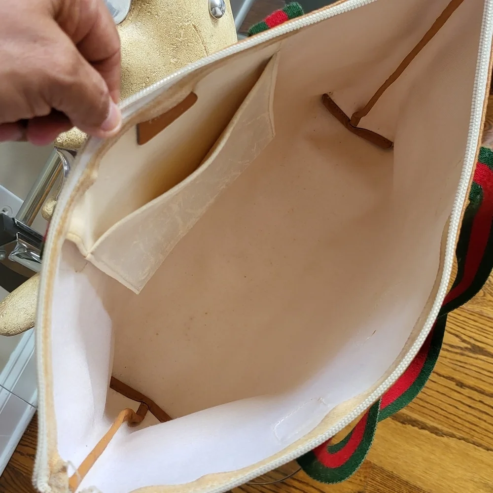 GUCCI GG Plus Monogram White Tote Bag Vintage PVC,, Authentic.!!! - Picture 8 of 16